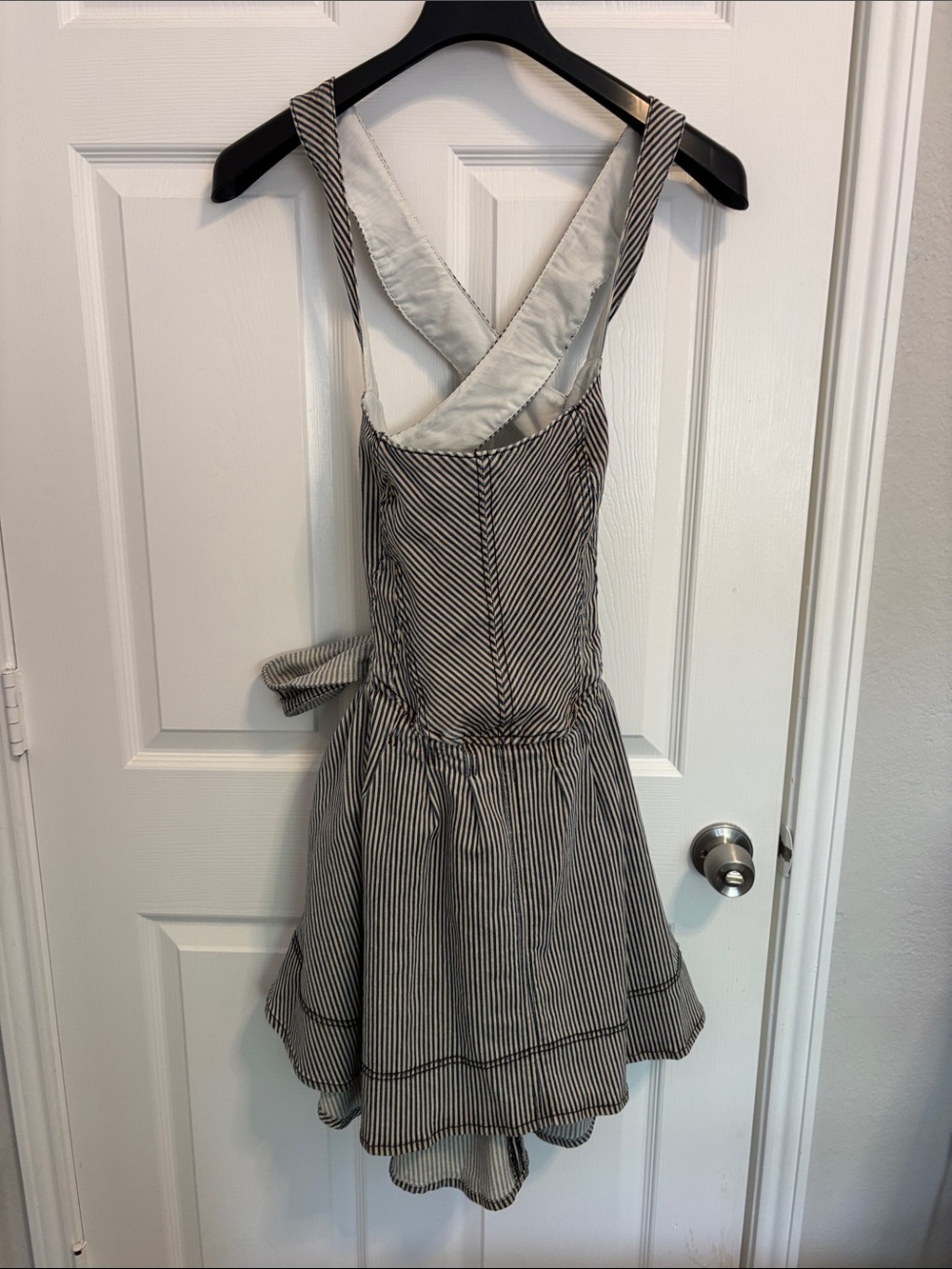 Anthropologie Striped Blue and White denim Sundress wt81 - Picture 4 of 6